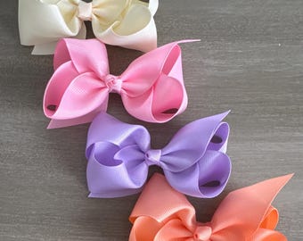 4.5" Baby Girl Hair Bow Clip: Solid Color Set