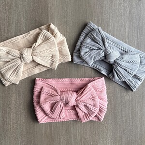 Baby Headbands, Little girl Headband | Cute Little Baby Princess Cable Knit Bow, Top Knot Headband, Baby Shower Gift for Baby Girl