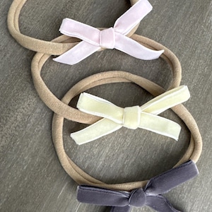 Set 3 Velvet Hair Bow | Velvet Headband | Nylon Headbands | Comfortable Cute Set 3 Velvet Hair Band Stretchy Nylon Perfect Baby Girl Gift.