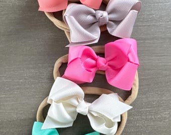 Nylon Baby Headband Bow, Soft Stretchy Newborn Hair Accessory