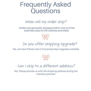 May include: Frequently Asked Questions about shipping and delivery. Orders are generally shipped within one to three business days. Priority mail is available for faster delivery. You can also ship to a different address.