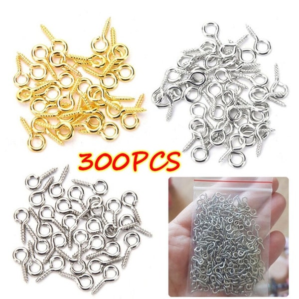 300 pièces minuscules épingles à oeillets crochets oeillets filetés en acier inoxydable pour bijoux et travaux manuels