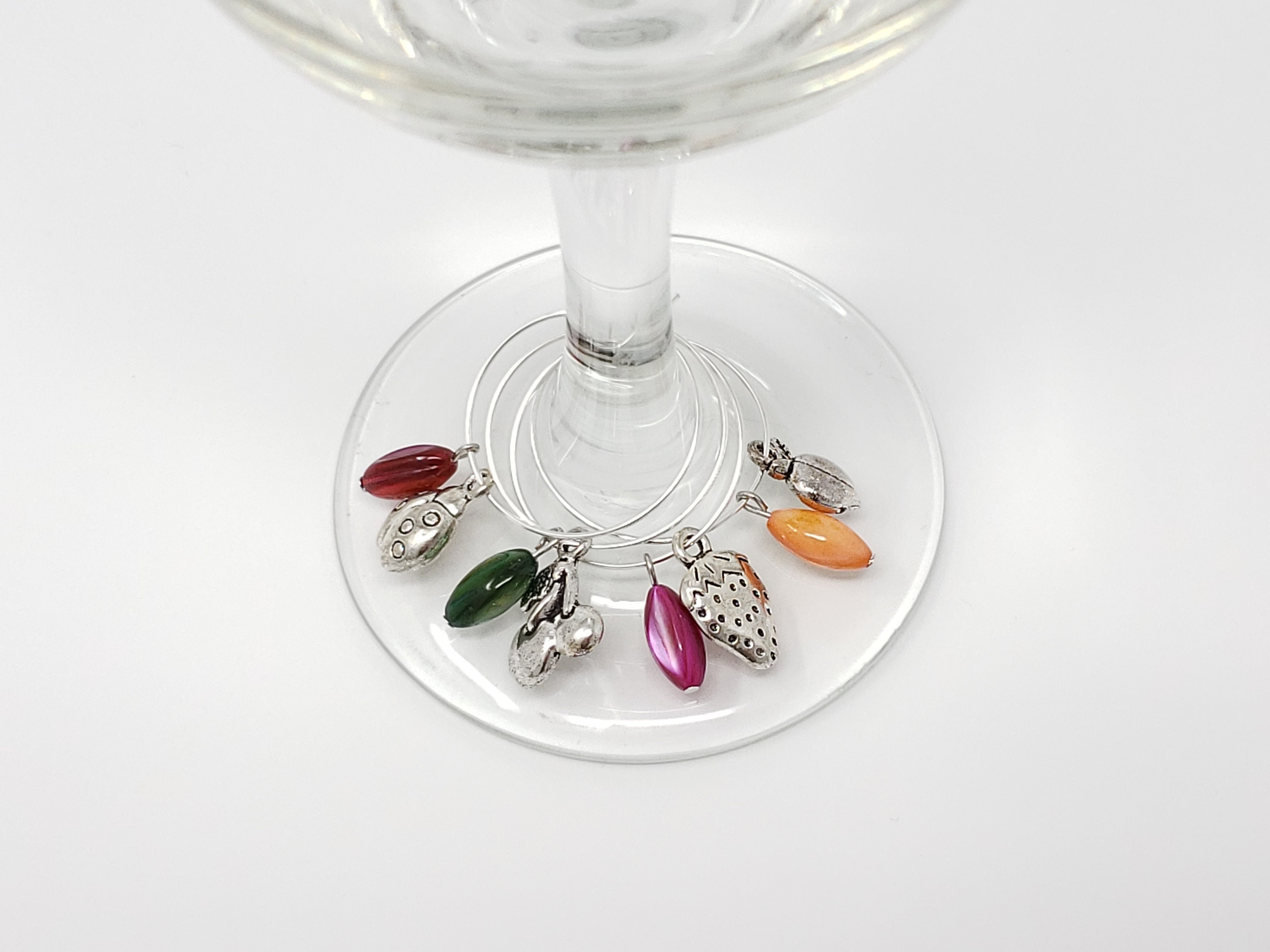 4 Piece Summer Time Wine Glass Ring Charms Etsy
