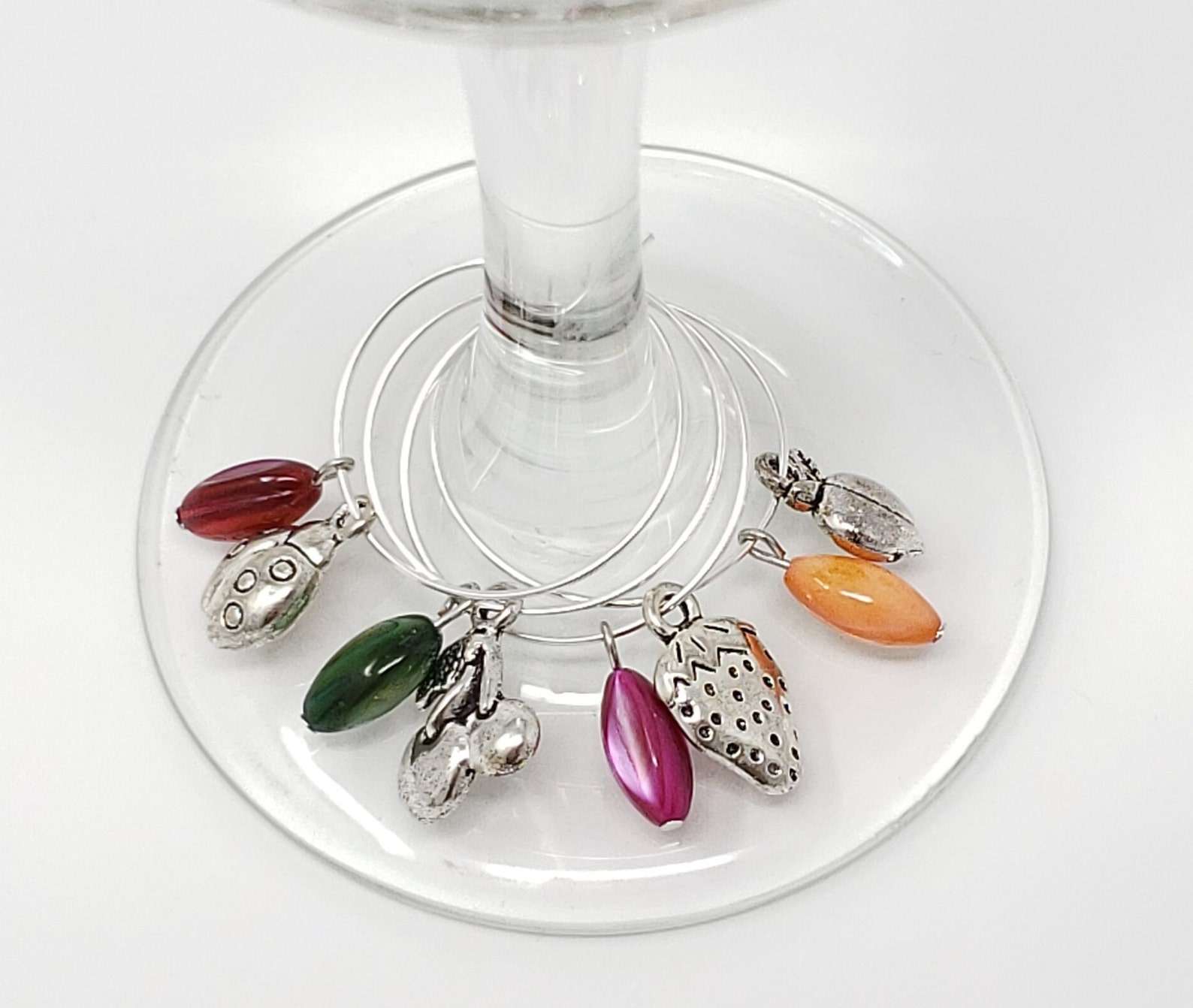 4 Piece Summer Time Wine Glass Ring Charms Etsy