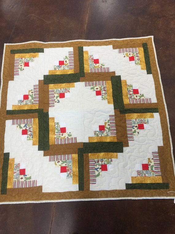 Log Cabin Baby Quilt Etsy