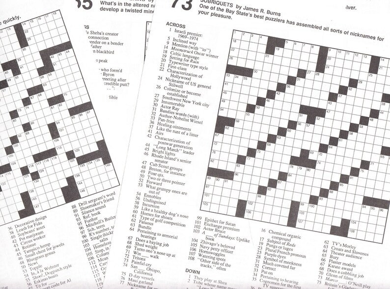 Vintage Paper Pack, 10 Crossword Puzzle Pages, 8 1/4 X 11, Collage