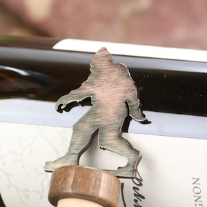 Bigfoot Sasquatch Wine & Liquor Bottle Stopper | Handmade Steel Gift | Cabin Decor Camping Topper