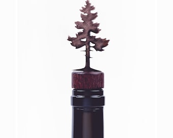 Pine Tree Wine & Liquor Bottle Stopper - Handcrafted in the USA / 100% Steel / Wine gift Father&#39;s Day