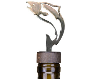 Fish Wine & Liquor Bottle Stopper - Handcrafted in the USA / 100% Steel / Wine gift