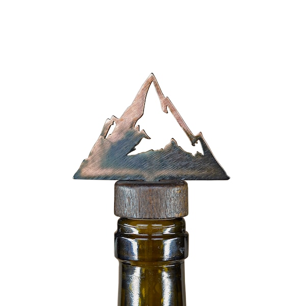 Mountain Wine & Liquor Bottle Stopper - Handcrafted in the USA / 100% Steel / Wine gift