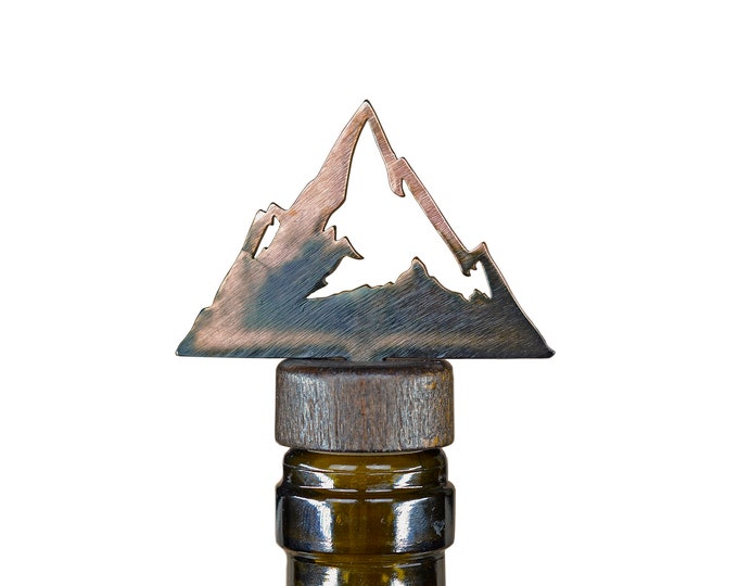 Mountain Wine & Liquor Bottle Stopper - Handcrafted in the USA / 100% Steel / Wine gift