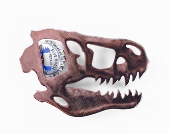 T-Rex Skull Magnetic Bottle Opener - Handcrafted in the USA/ 100% Steel / Beer Bottle Opener Father&#39;s Day
