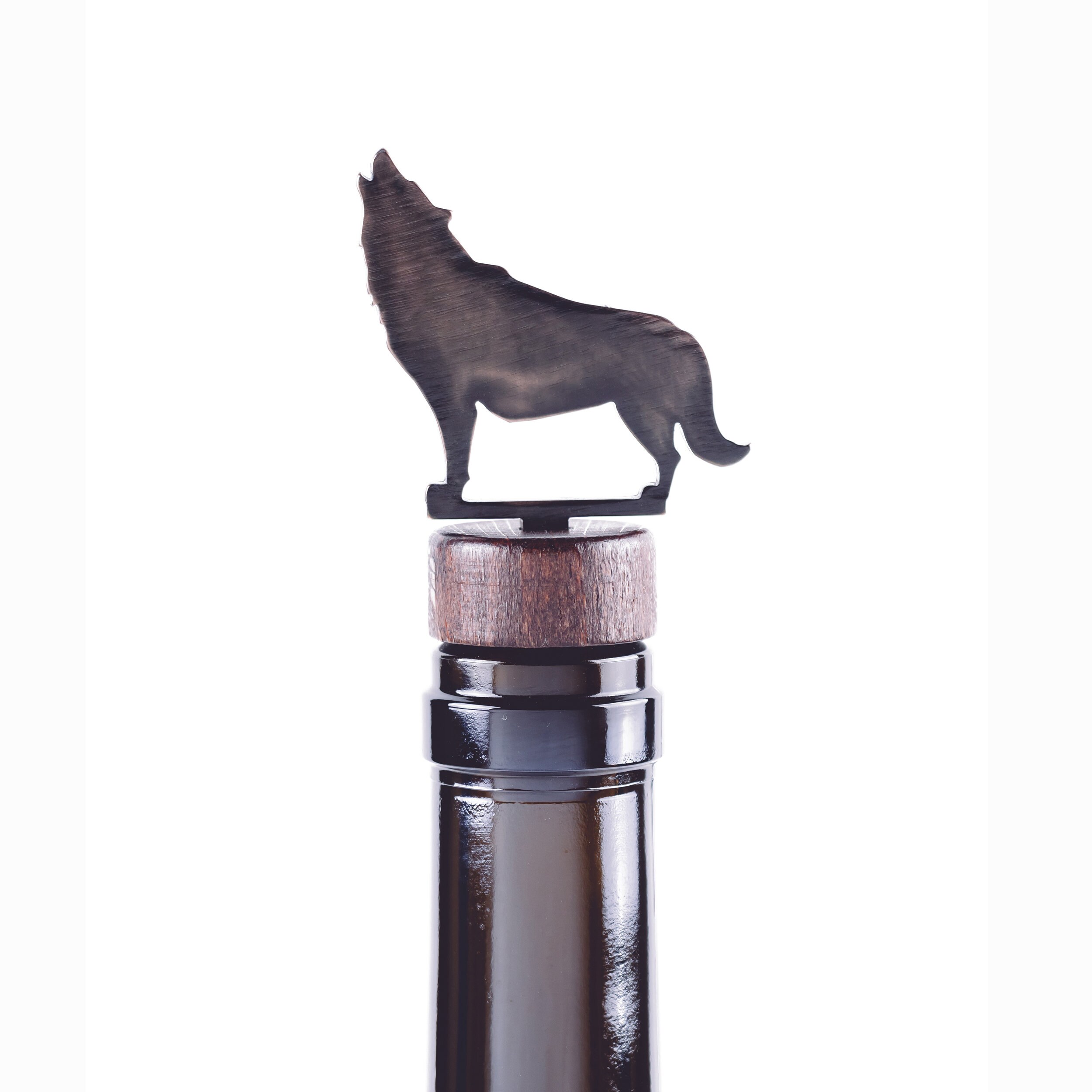 Wolf Wine & Liquor Bottle Stopper - Handcrafted in the USA / 100% Steel / Wine gift Father's Day