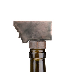 Montana State Wine & Liquor Bottle Stopper - Handcrafted in the USA / 100% Steel / Wine Gift Father's Day