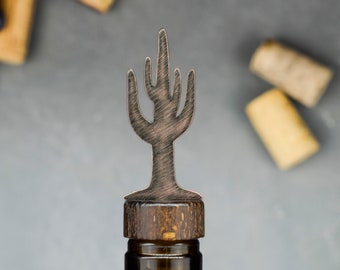 Cactus Wine & Liquor Bottle Stopper - Handcrafted in the USA / 100% Steel / Wine gift