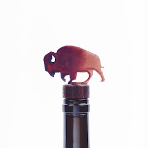 Bison Wine & Liquor Bottle Stopper - Handcrafted in the USA / 100% Steel / Wine Gift Father's Day