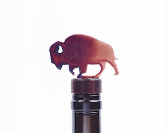Zatyczka do wina i likieru Bison - ręcznie wykonana w USA / 100% ze stali / prezent na wino na Dzień Ojca