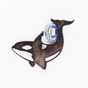 Orca Whale Magnetic Bottle Opener - Handcrafted in the USA / 100% Steel / Beer Bottle Opener Father&#39;s Day