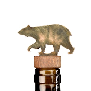 Black Bear Wine & Liquor Bottle Stopper - Handcrafted in the USA / 100% Steel / Wine gift Father's Day