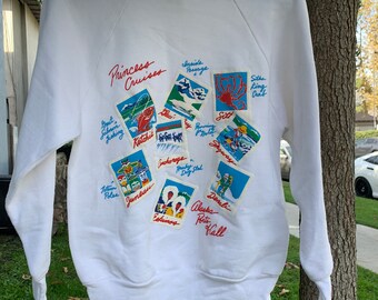 Vintage White Alaska Princess Cruise Graphic Sweatshirt Size Small S