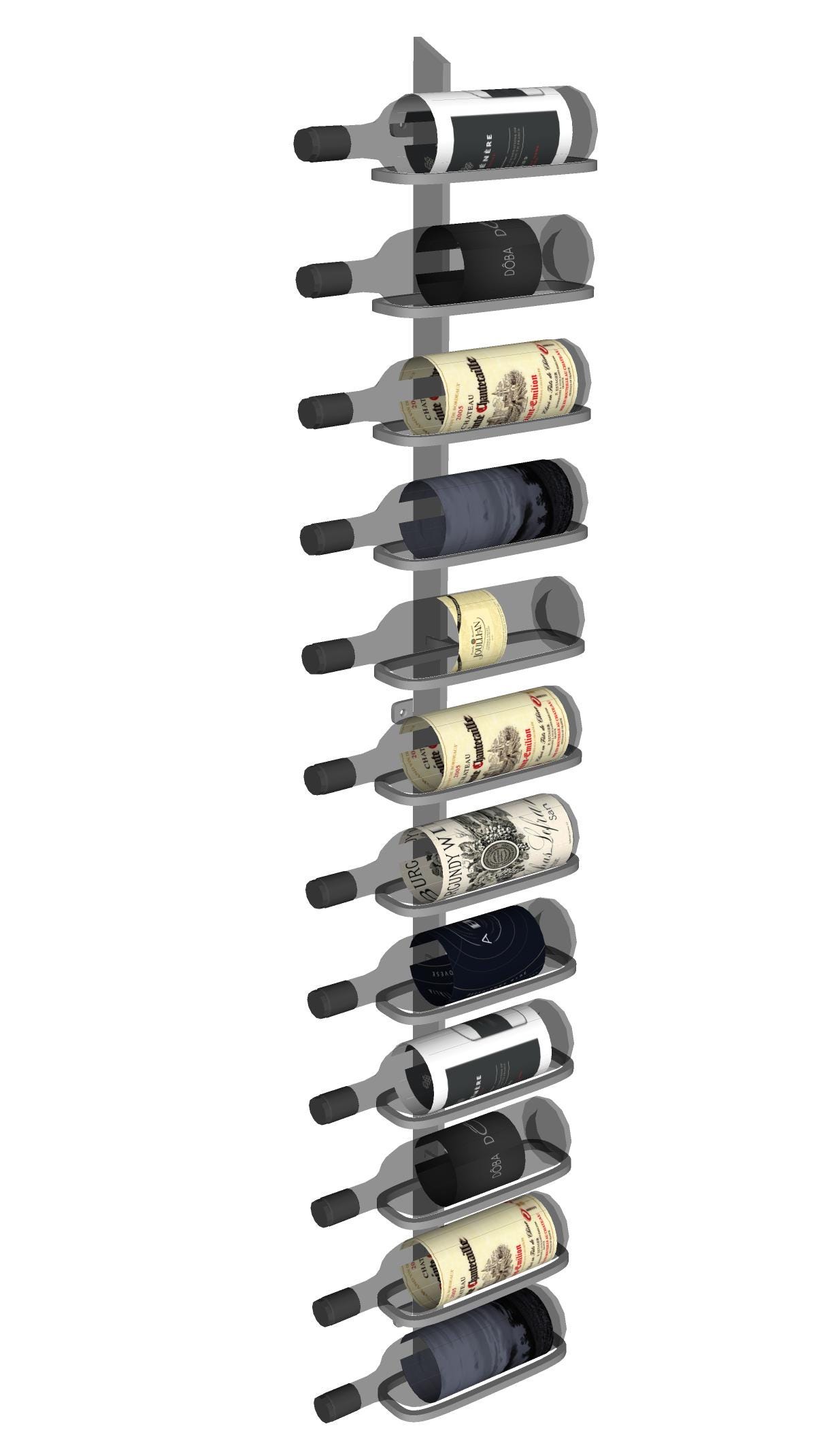 Label Facing Wine Display -12 Bottle (SHIPS FAST) - Wall Mount / Blade Series