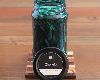 Citronella Soy Candle (11.5oz), Repurposed & Hand-Painted