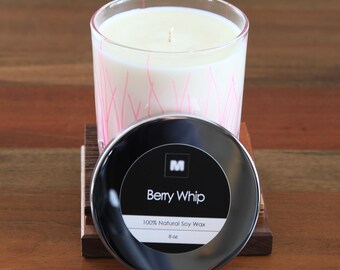 Berry Whip Soy Candle (8oz), Repurposed & Hand-Painted