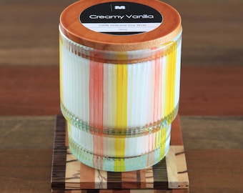 Creamy Vanilla Soy Candle (10oz), Repurposed & Hand-Painted