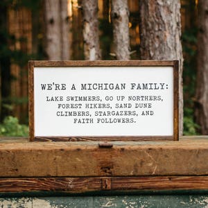 Michigan Family Wood Sign | Hand Painted Framed Sign | 23.5"x11.5"