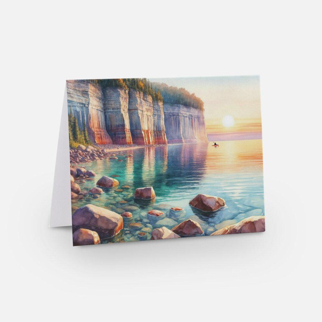 Pictured Rocks | Watercolor Print Card | Michigan Card | Blank Note ...