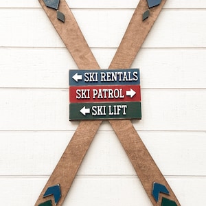 Decorative Wooden Skis | Ski Patrol | Ski Lift | Ski Rentals | 23&quot;x 13&quot;