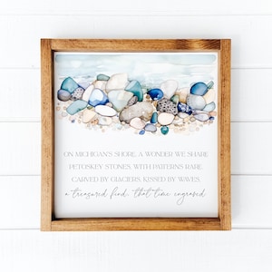 Petoskey Stones Poem | Michigan Poem | Rock Collecting | 13.5" x 13.5"