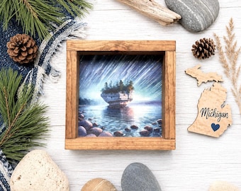 Turnip Rock Sign | Rustic Michigan Wall Art | Michigan Decor 7.5" x 7.5"