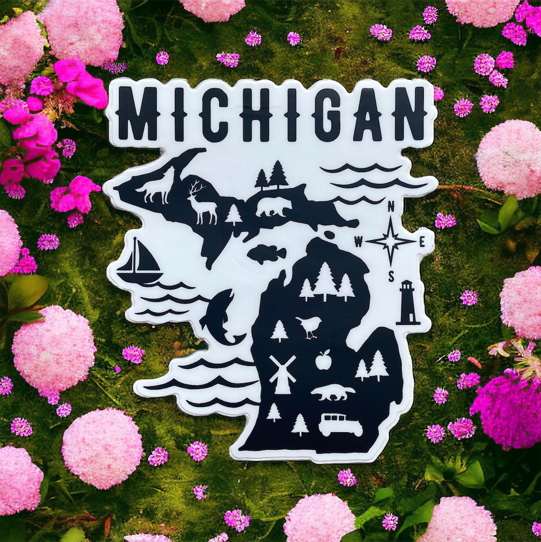 Michigan Icon Set Michigan Icon Sticker | Michigan Sticker | Michigan Shape Sticker ...
