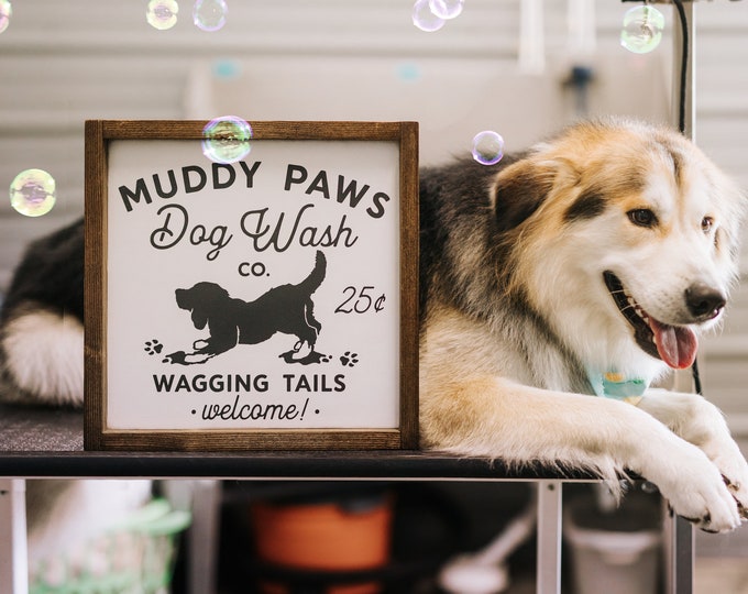 Muddy Paws Dog Wash Wood Framed Dog Gift Sign Etsy