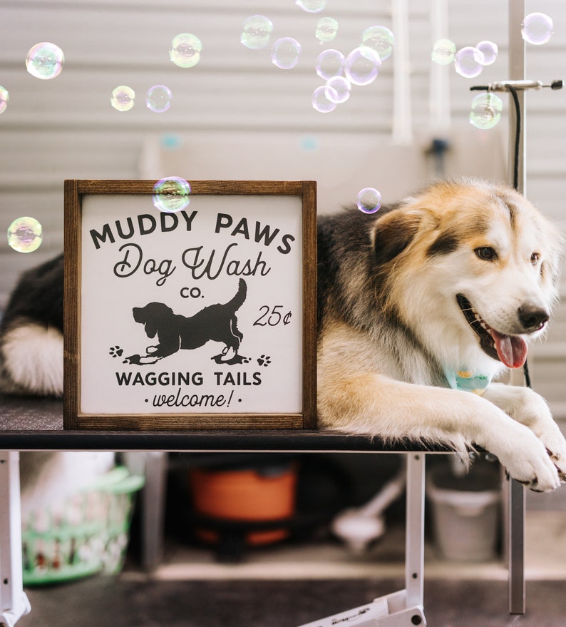 Muddy Paws Dog Wash Wood Framed Dog Gift Sign Etsy