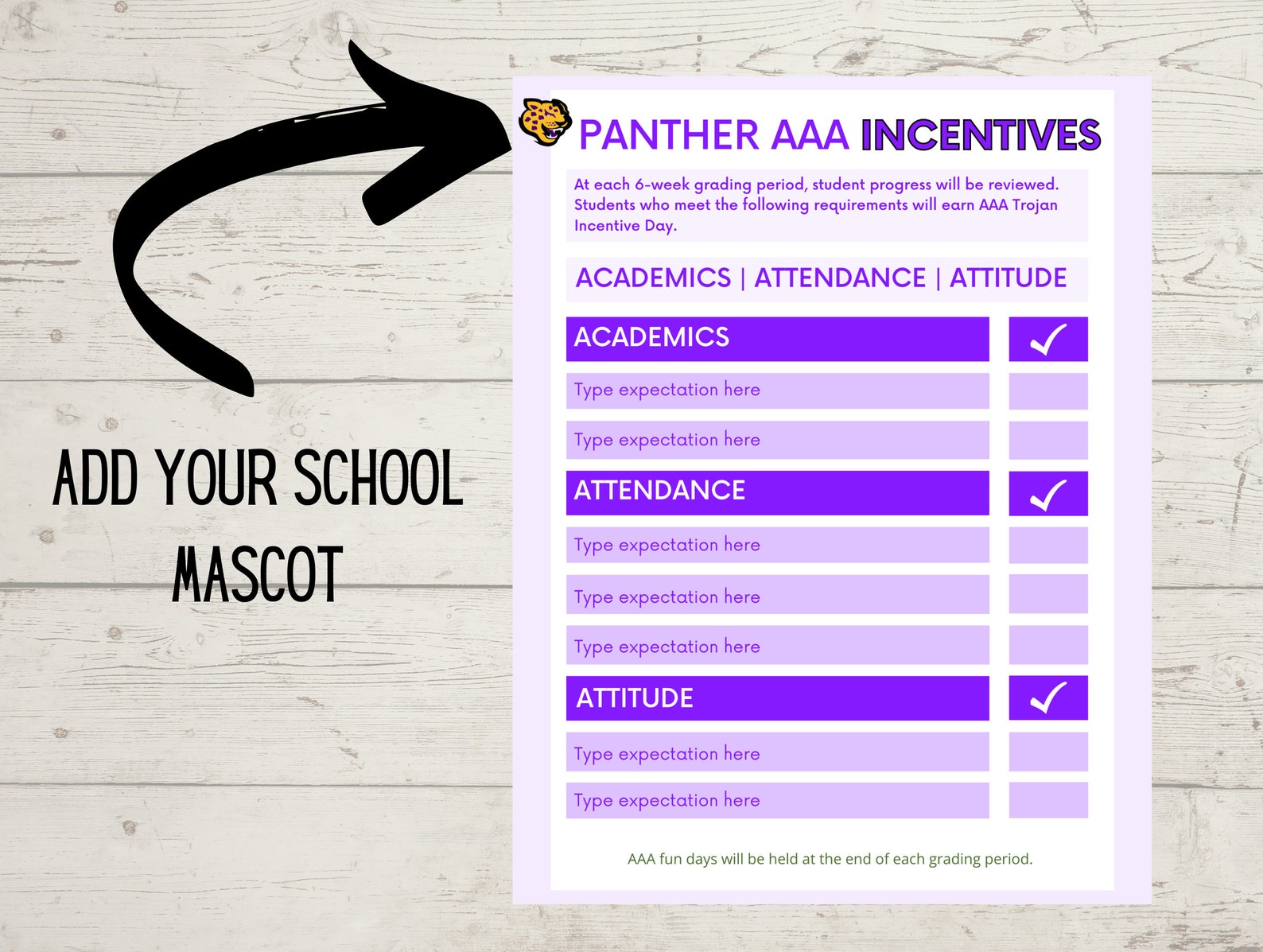 School Incentive Program Flyer Editable Template Printable ASB Student
