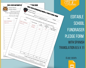 Bearbeitbares Schulspendenformular, druckbares ausfüllbares Schulspendenformular, ASB PTO PTA-Spendenformular, Move A Thon, Walk A Thon