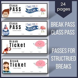 Pase de descanso, descanso estructurado, pase de clase, apoyo de comportamiento PBIS