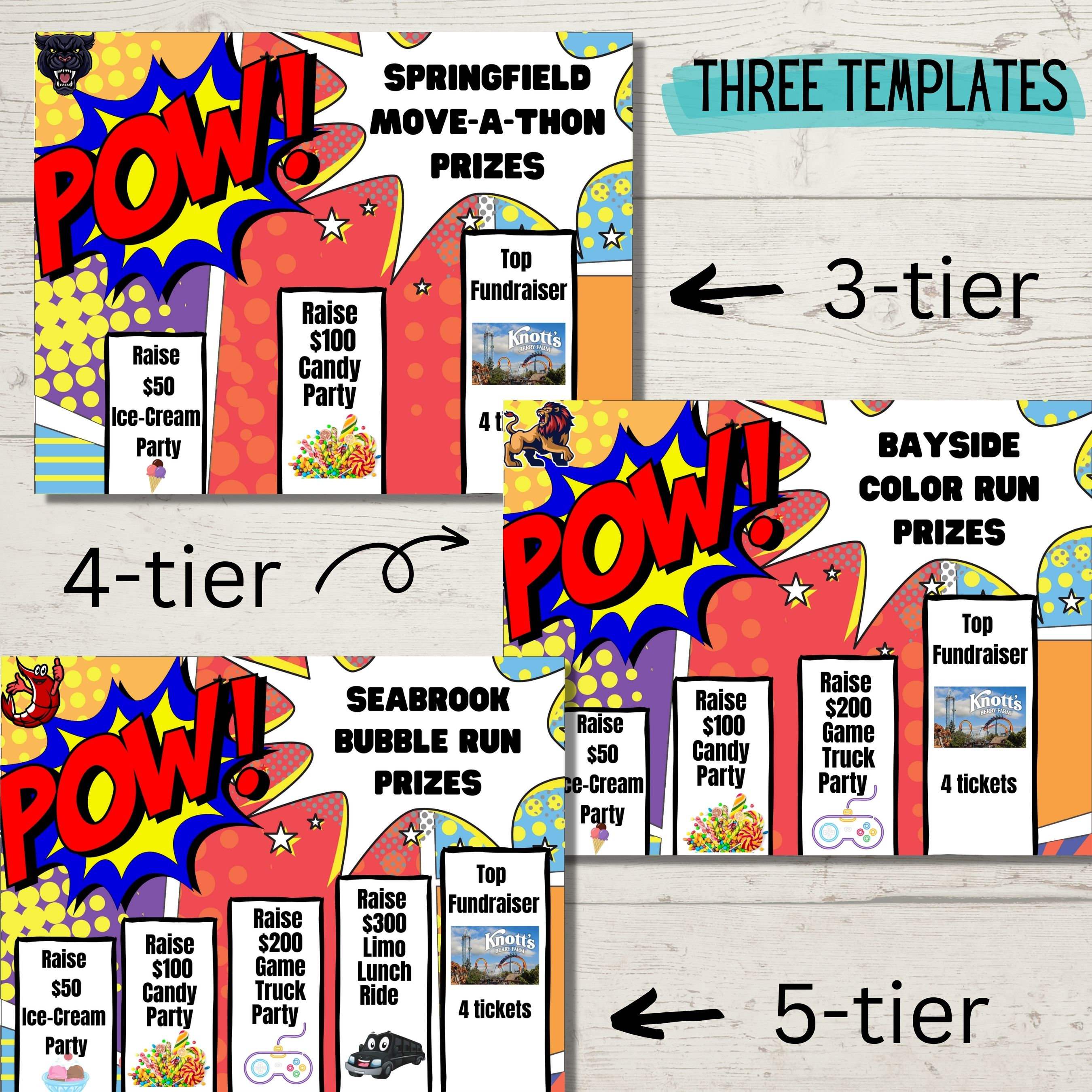 School Fundraiser Tier Prize Poster Template, Fundraising Poster, ASB