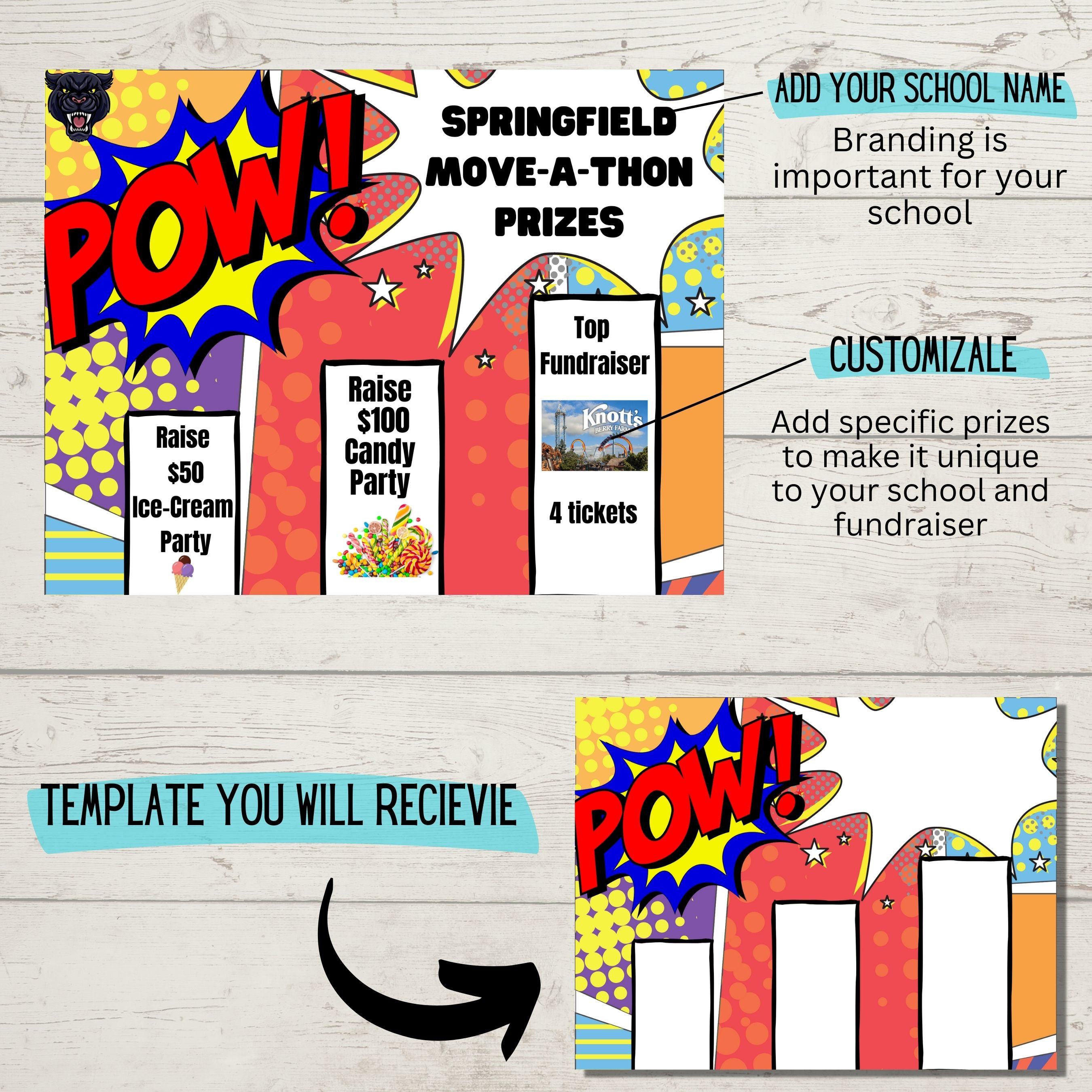 School Fundraiser Tier Prize Poster Template, Fundraising Poster, ASB