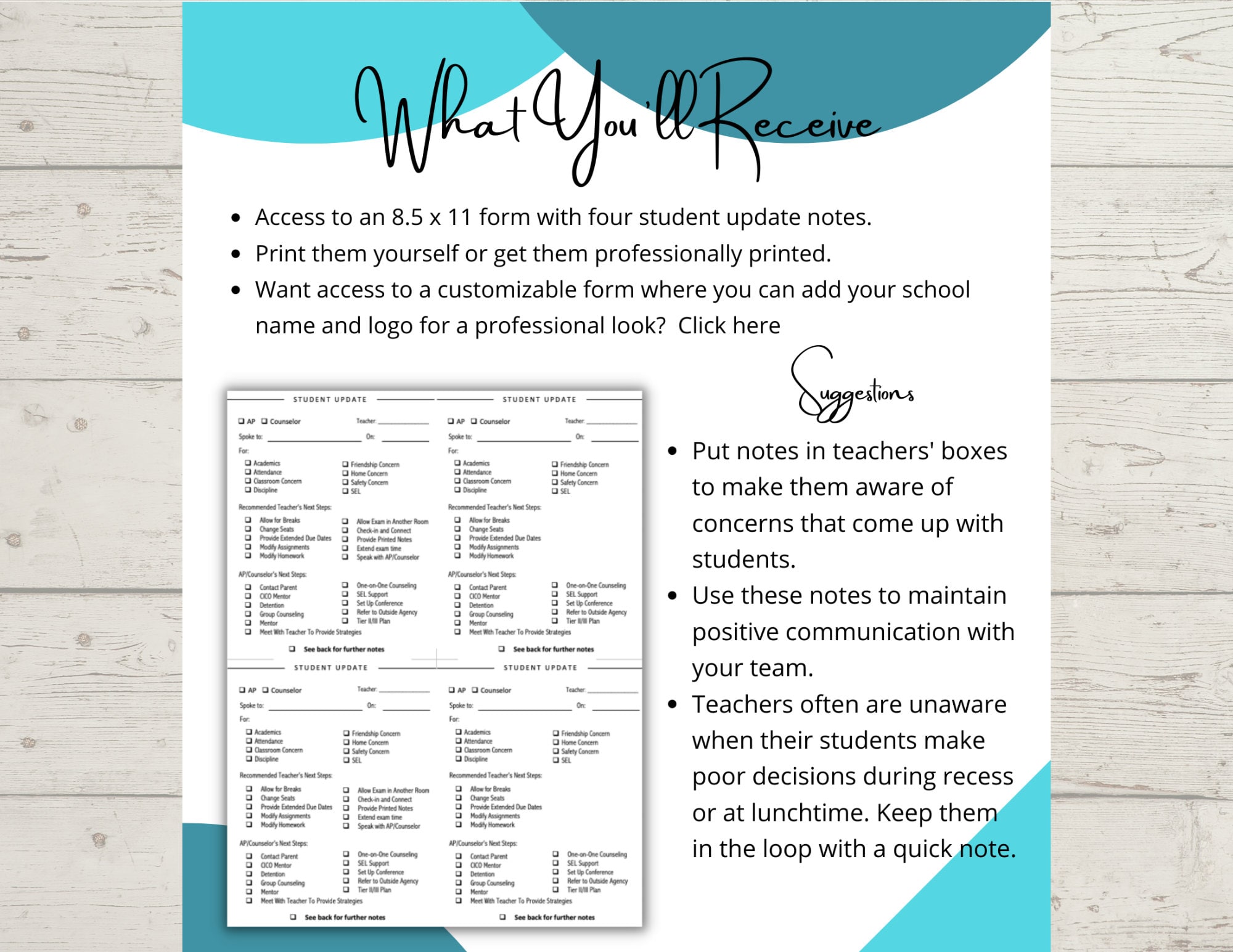 To Be Updated Note Student Meeting Update Notes Form for Counselors and Assistant ...