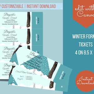 Winter Formal Ticket Printable für Schule PTA | ASB | Event Planner | Bearbeitbare Vorlage Digital