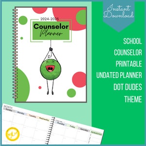 School Counselor Undated Planner 2024-2025, Counselors Printable Planner, Dot Dudes Theme Counselor Calendar, Counselor Agenda