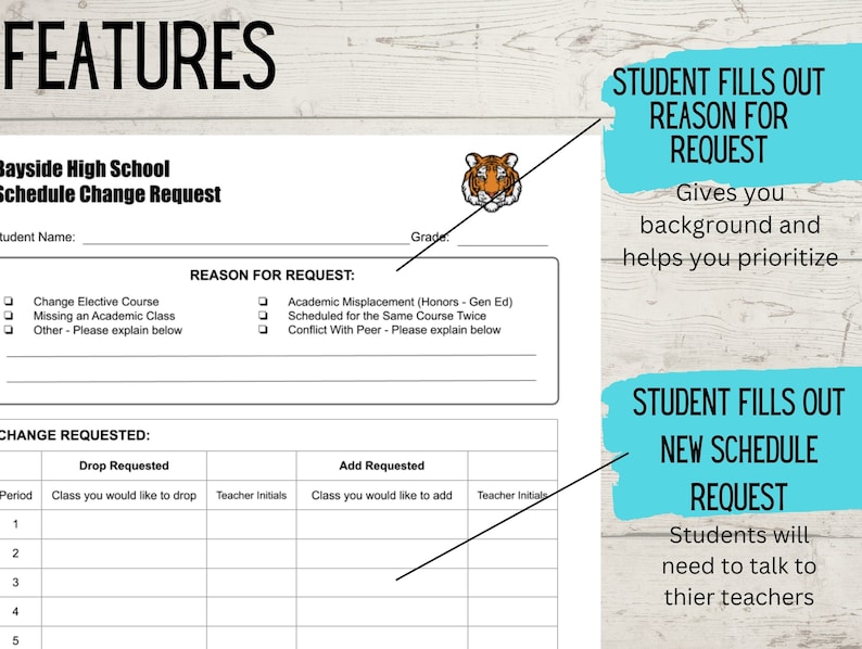 Schedule Change Request Form Template, Digital Printable | Middle ...
