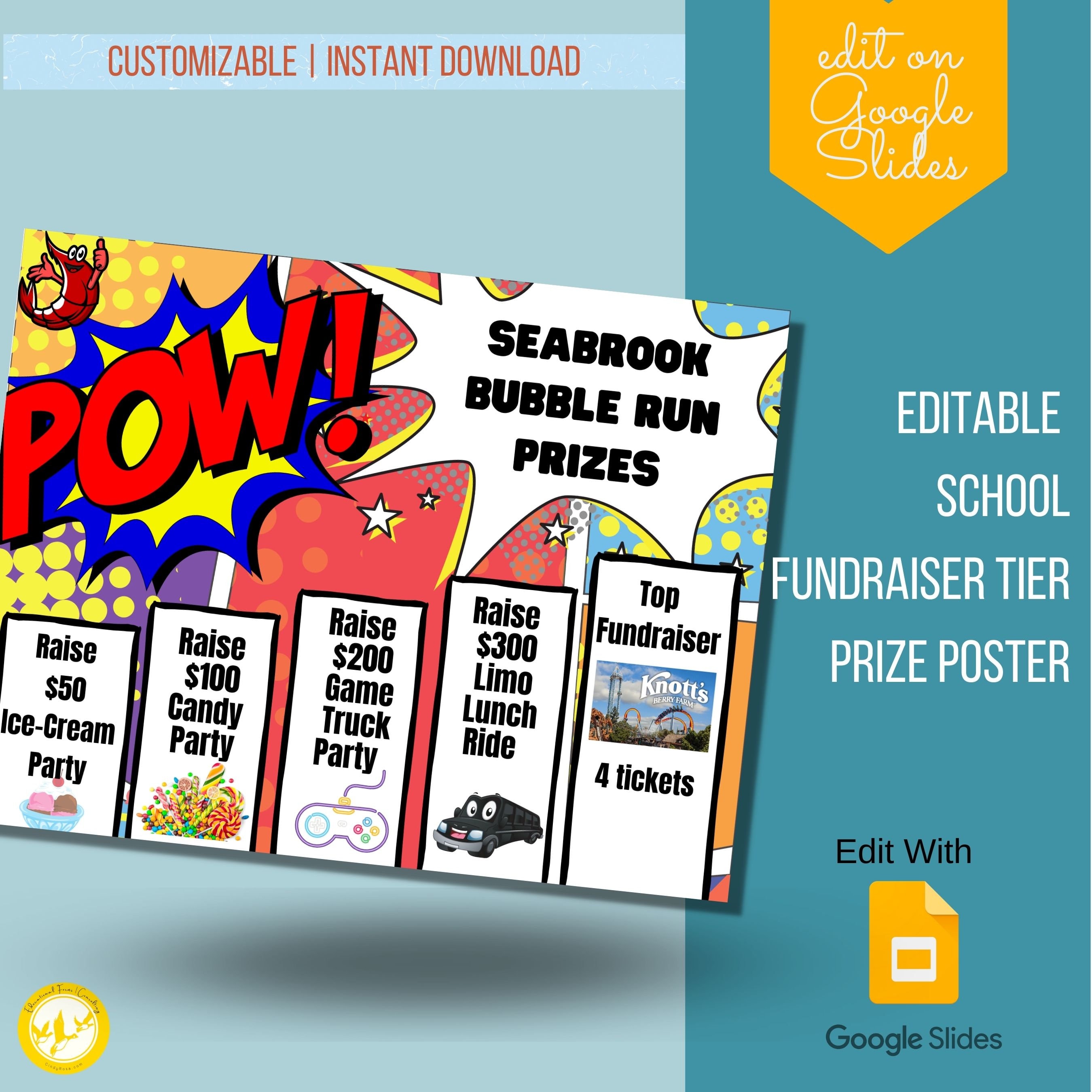 School Fundraiser Tier Prize Poster Template, Fundraising Poster, ASB