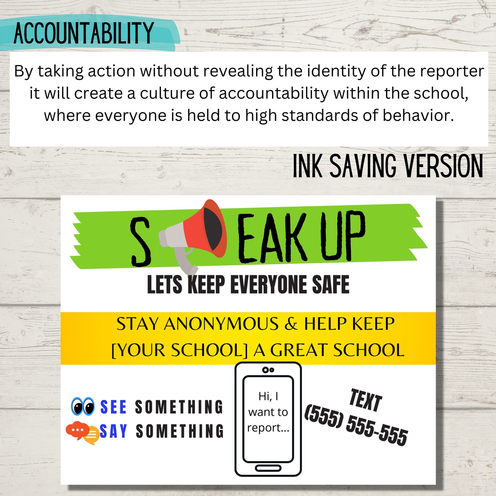 Anonymous Tip Line Poster, Anit-bullying Flyer for School PTA | PTO ...