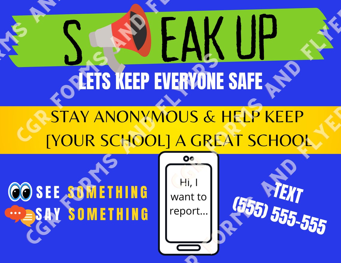 Anonymous Tip Line Poster, Anit-bullying Flyer for School PTA | PTO ...