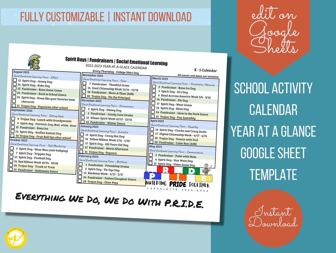 Editable Printable Monthly Calendar School Year Event Flyer Etsy