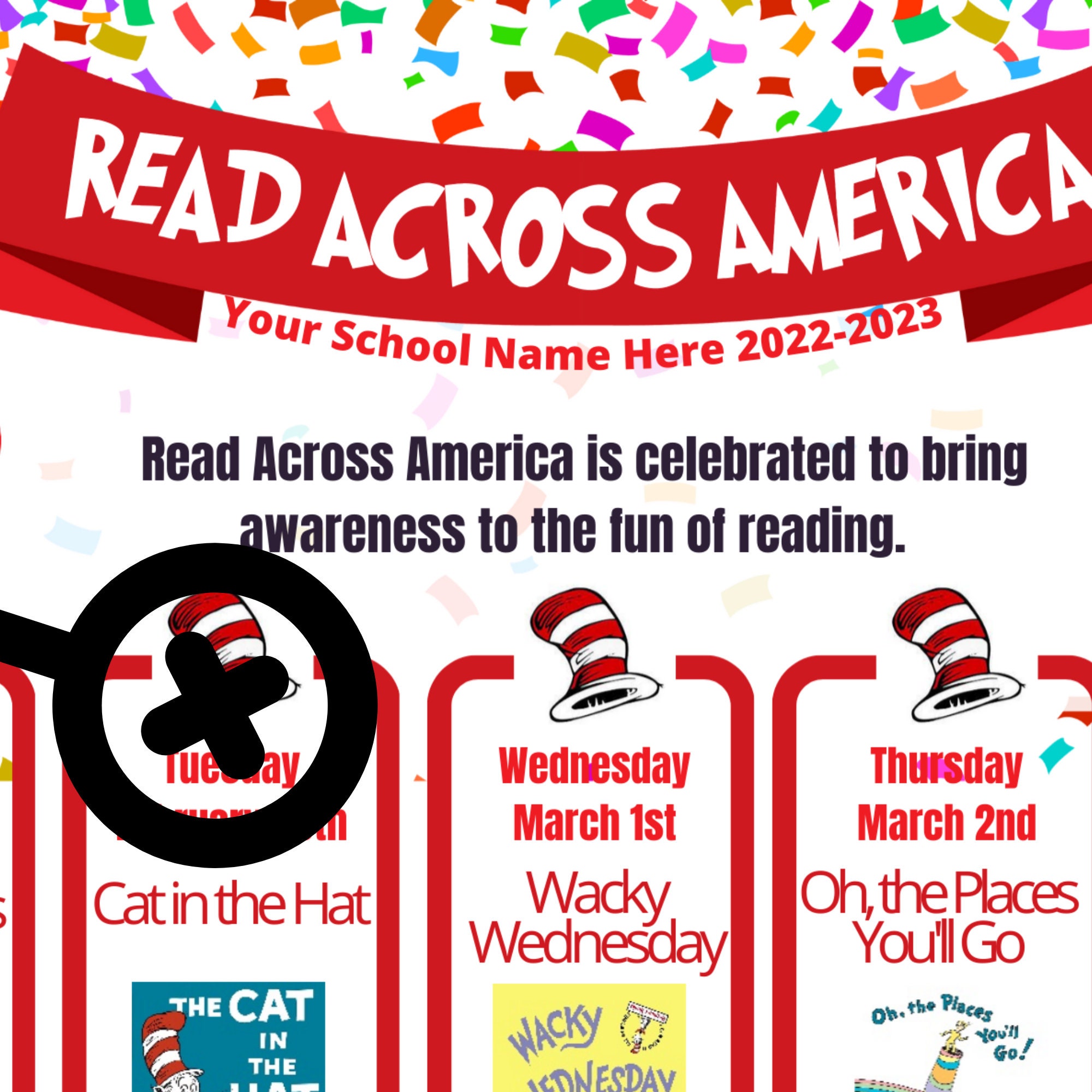 Read Across America Spirit Week Flyer Editable Activity Template